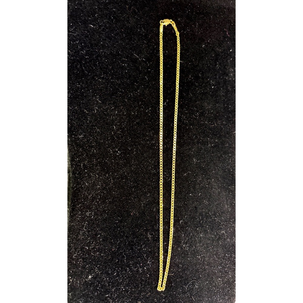 18k Gold Filled Curb Link Chain Necklace 18 Inch 2mm Gold Flat Link Necklace